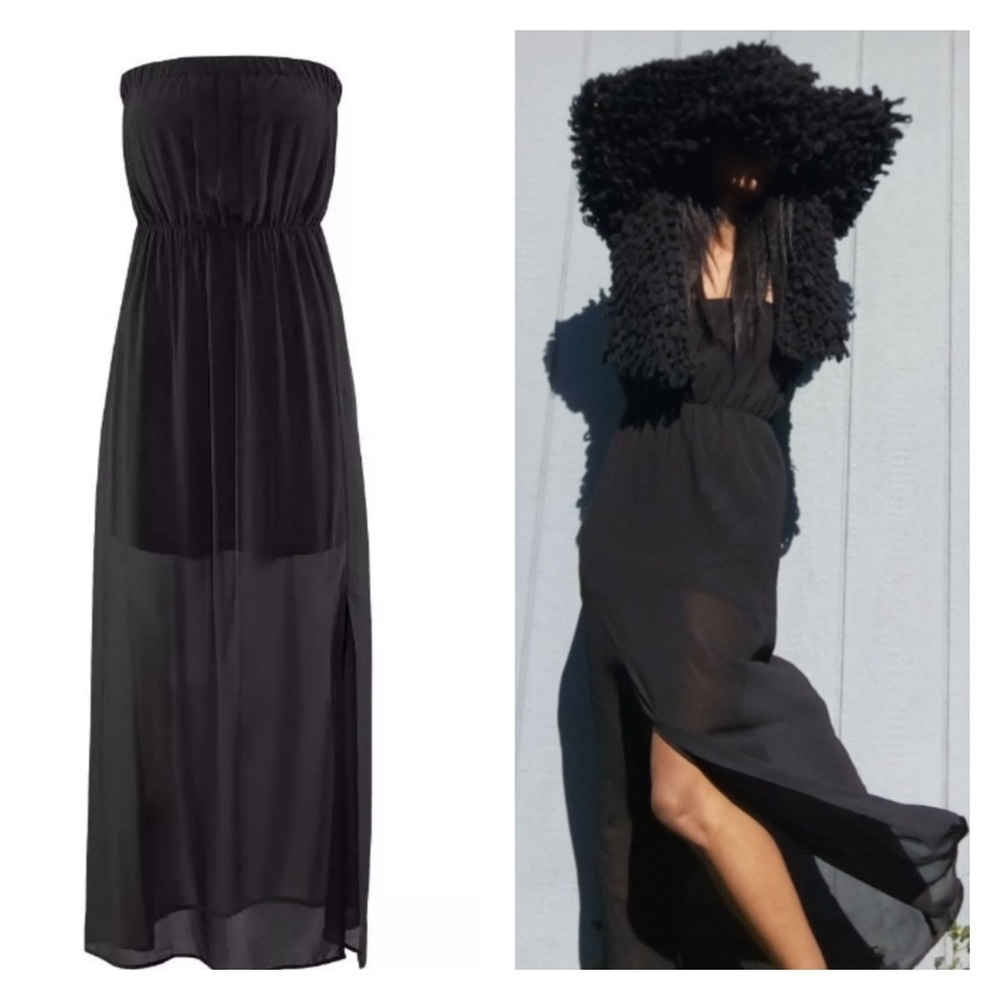 H&M Divided Strapless Maxi Black Dress